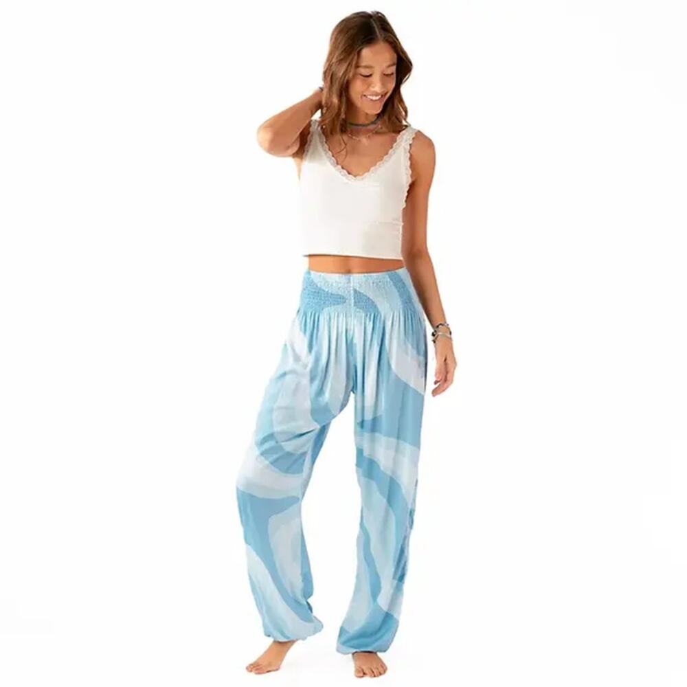 Lotus and Luna Blue Lagoon Swirl Harem Pants Women's Size Large